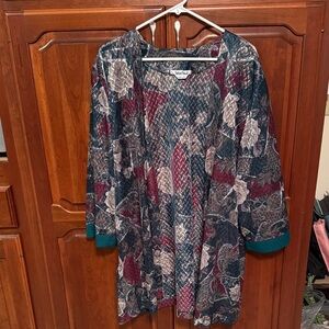 Women’s 3X Floral Patterned Kimono Cardigan